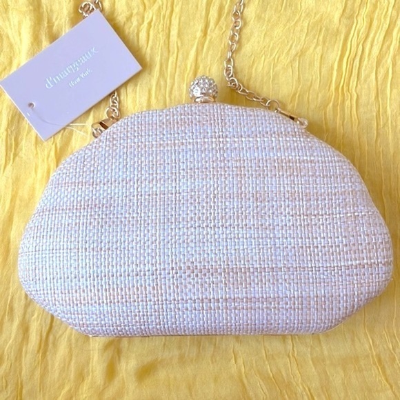 Brand New D\'Margeaux Embroidered Tropical Fish Shell Straw Crossbody Chain Purse